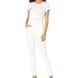 WeWoreWhat White Skinny Overall Jumpsuit with Gold Hardware